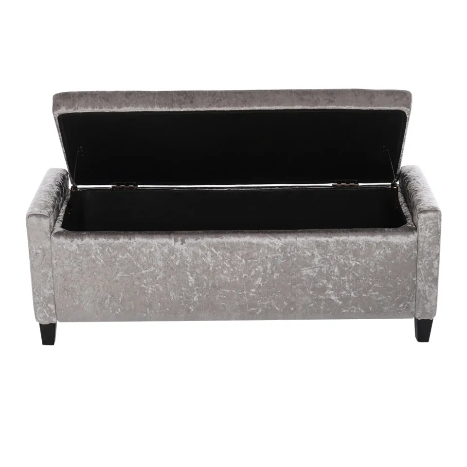 2-Seater Large Ottoman Seat Ice Velvet Padded Storage Bench