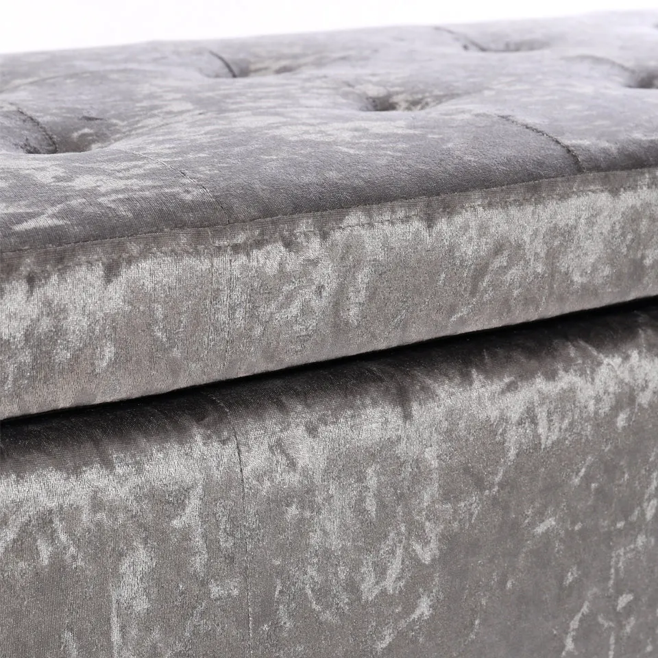 2-Seater Large Ottoman Seat Ice Velvet Padded Storage Bench