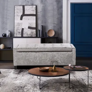 2-Seater Large Ottoman Seat Ice Velvet Padded Storage Bench