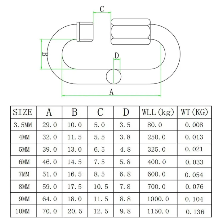 9mm 304 Stainless Steel Quick Connect Ring Runway Buckle