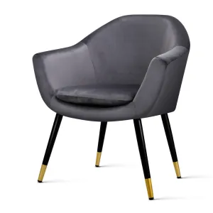 Armchair Accent Chair Retro Wooden Armchairs Single Sofa Velvet Seat Grey