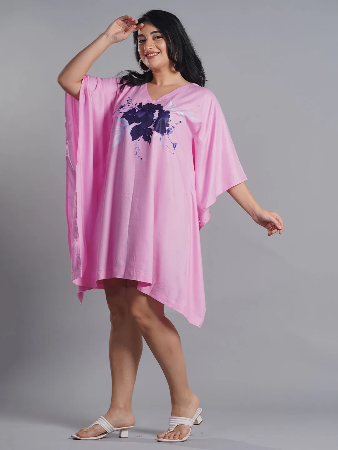 BabyPink Rayon Kaftan - Blue Velvet