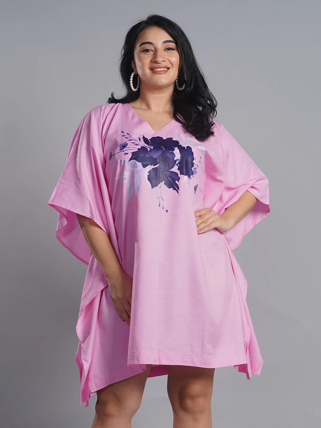 BabyPink Rayon Kaftan - Blue Velvet