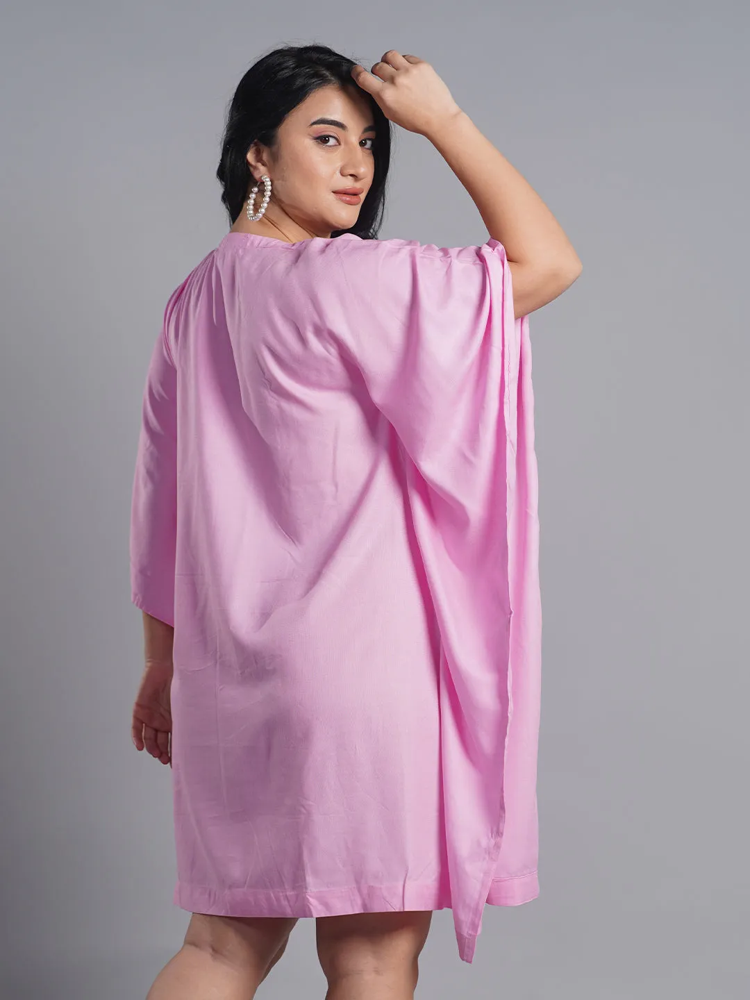 BabyPink Rayon Kaftan - Blue Velvet