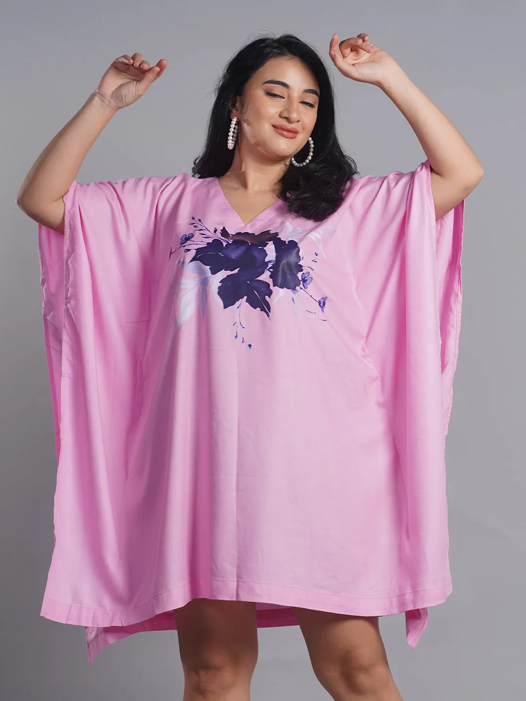 BabyPink Rayon Kaftan - Blue Velvet