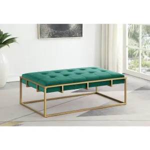 Biophilic Velvet Accent Ottoman Green, Gold