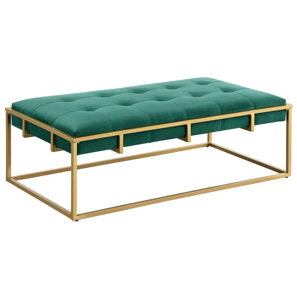 Biophilic Velvet Accent Ottoman Green, Gold