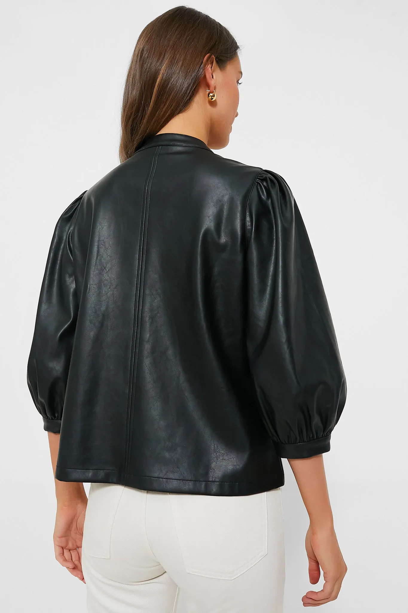 Black Leather Verona Blouse
