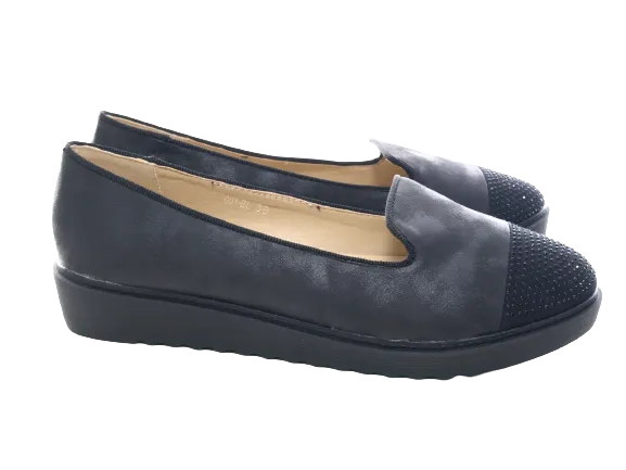 Damen Slipper Ballerina Loafer Mokassins Slip On Flats Freizeit Black #  001