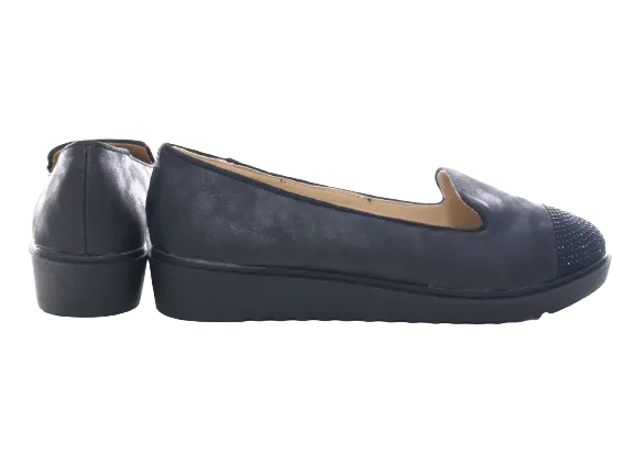 Damen Slipper Ballerina Loafer Mokassins Slip On Flats Freizeit Black #  001
