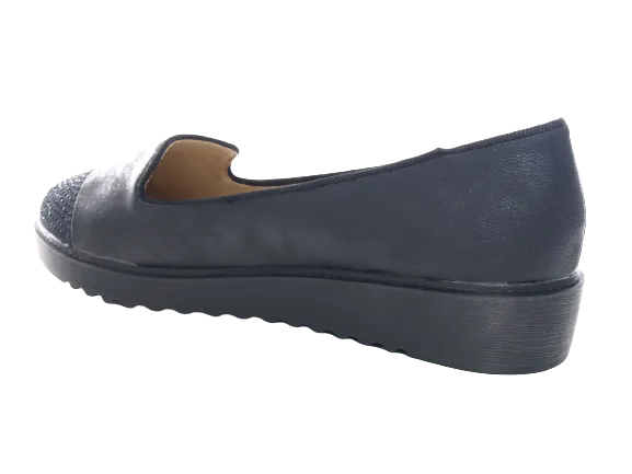 Damen Slipper Ballerina Loafer Mokassins Slip On Flats Freizeit Black #  001