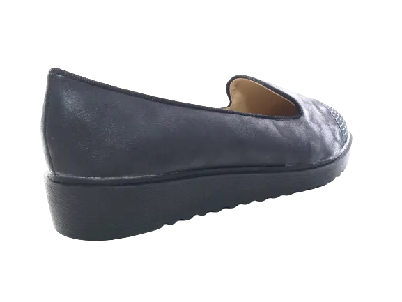 Damen Slipper Ballerina Loafer Mokassins Slip On Flats Freizeit Black #  001