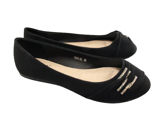 Damen Slipper Ballerina Loafer Mokassins Slip On Flats Freizeit Black #  7885