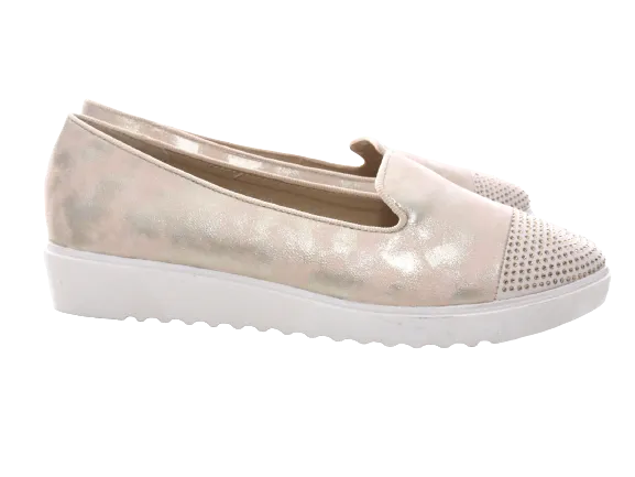 Damen Slipper Ballerina Loafer Mokassins Slip On Flats Freizeit Gold #  001