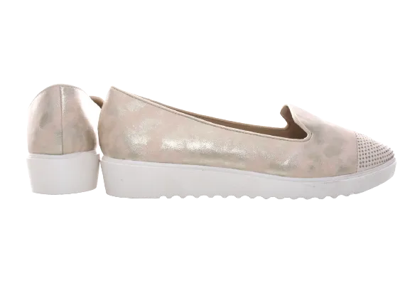 Damen Slipper Ballerina Loafer Mokassins Slip On Flats Freizeit Gold #  001