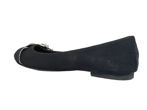 Damen Slipper Halbschuhe Ballerina Loafer Mokassins Slip On Flats Freizeit Black # 013