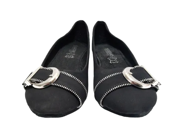 Damen Slipper Halbschuhe Ballerina Loafer Mokassins Slip On Flats Freizeit Black # 013