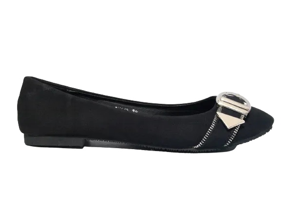 Damen Slipper Halbschuhe Ballerina Loafer Mokassins Slip On Flats Freizeit Black # 013