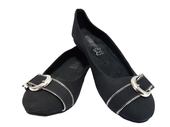 Damen Slipper Halbschuhe Ballerina Loafer Mokassins Slip On Flats Freizeit Black # 013