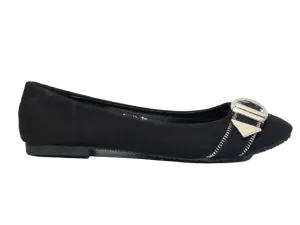 Damen Slipper Halbschuhe Ballerina Loafer Mokassins Slip On Flats Freizeit Black # 013