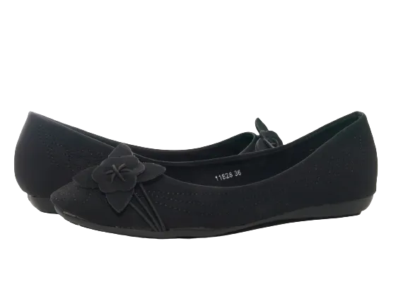 Damen Slipper Halbschuhe Ballerina Loafer Mokassins Slip On Flats Freizeit Black # 11628