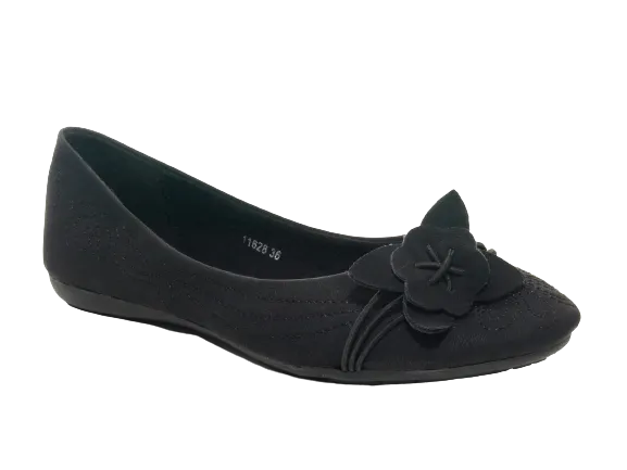 Damen Slipper Halbschuhe Ballerina Loafer Mokassins Slip On Flats Freizeit Black # 11628