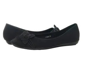 Damen Slipper Halbschuhe Ballerina Loafer Mokassins Slip On Flats Freizeit Black # 11628