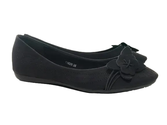 Damen Slipper Halbschuhe Ballerina Loafer Mokassins Slip On Flats Freizeit Black # 11628