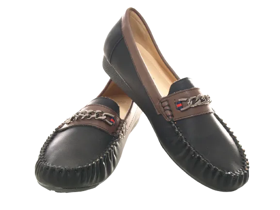 Damen Slipper Halbschuhe Ballerina Loafer Mokassins Slip On Flats Freizeit Black # 184