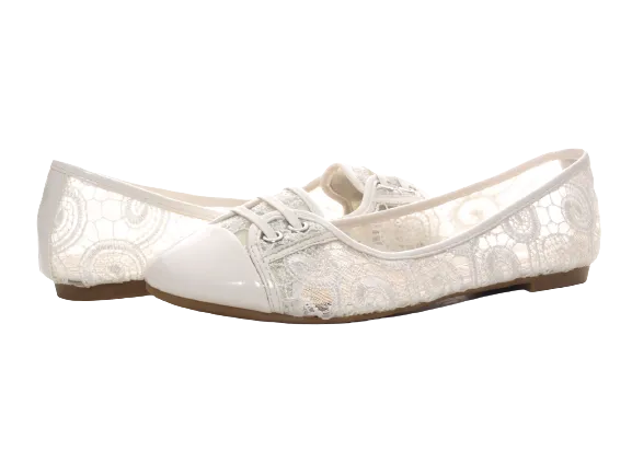 Damen Slipper Halbschuhe Ballerina Loafer Mokassins Slip On Flats Freizeit White # 006-9