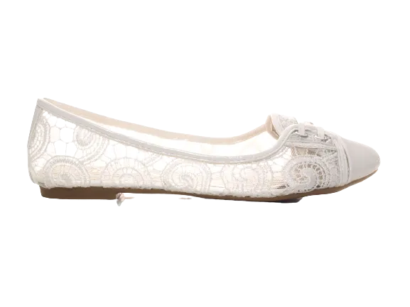 Damen Slipper Halbschuhe Ballerina Loafer Mokassins Slip On Flats Freizeit White # 006-9