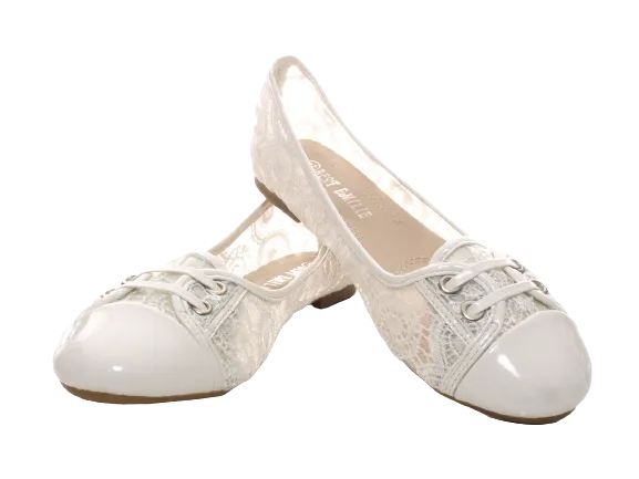 Damen Slipper Halbschuhe Ballerina Loafer Mokassins Slip On Flats Freizeit White # 006-9