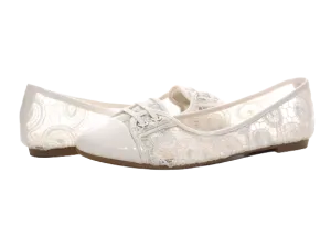 Damen Slipper Halbschuhe Ballerina Loafer Mokassins Slip On Flats Freizeit White # 006-9