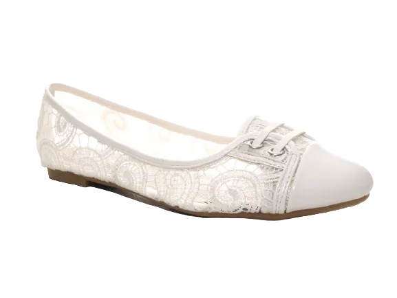 Damen Slipper Halbschuhe Ballerina Loafer Mokassins Slip On Flats Freizeit White # 006-9