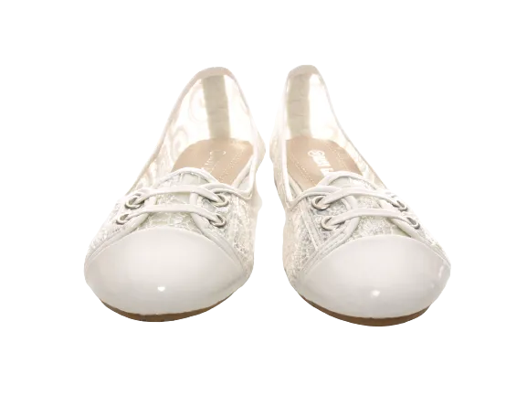 Damen Slipper Halbschuhe Ballerina Loafer Mokassins Slip On Flats Freizeit White # 006-9