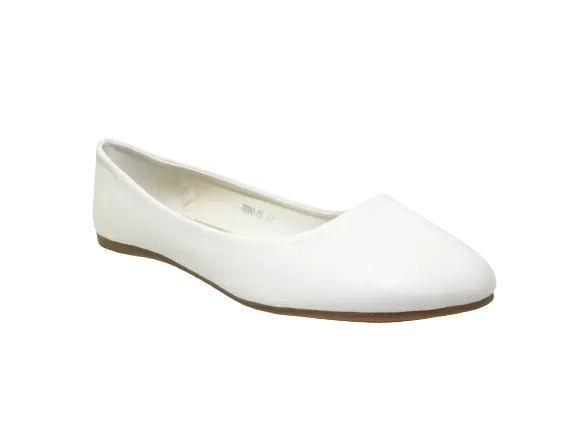 Damen Slipper Halbschuhe Ballerina Loafer Mokassins Slip On Flats Freizeit White # 0080