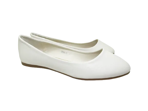 Damen Slipper Halbschuhe Ballerina Loafer Mokassins Slip On Flats Freizeit White # 0080