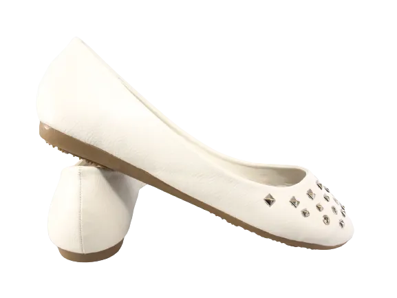 Damen Slipper Halbschuhe Ballerina Loafer Mokassins Slip On Flats Freizeit White # 6291