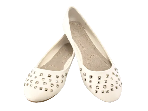 Damen Slipper Halbschuhe Ballerina Loafer Mokassins Slip On Flats Freizeit White # 6291