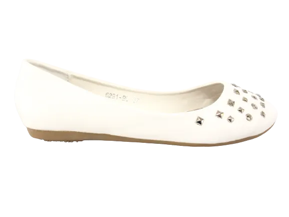 Damen Slipper Halbschuhe Ballerina Loafer Mokassins Slip On Flats Freizeit White # 6291