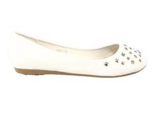 Damen Slipper Halbschuhe Ballerina Loafer Mokassins Slip On Flats Freizeit White # 6291
