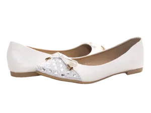 Damen Slipper Halbschuhe Ballerina Loafer Mokassins Slip On Flats Freizeit White # 8