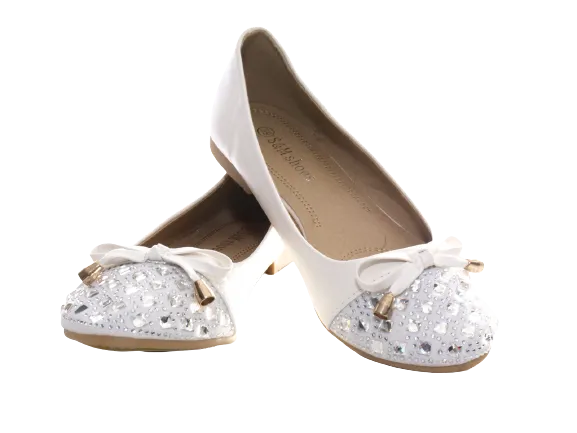 Damen Slipper Halbschuhe Ballerina Loafer Mokassins Slip On Flats Freizeit White # 8