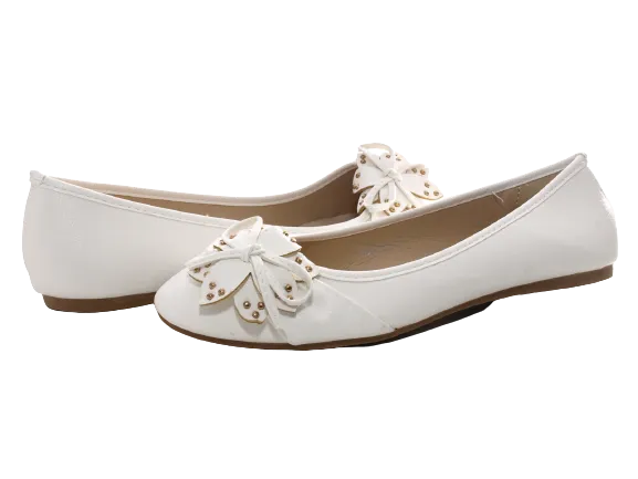 Damen Slipper Halbschuhe Ballerina Loafer Mokassins Slip On Flats Freizeit White # 9617