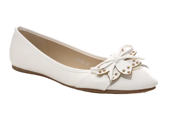 Damen Slipper Halbschuhe Ballerina Loafer Mokassins Slip On Flats Freizeit White # 9617