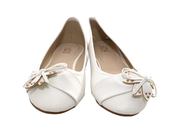 Damen Slipper Halbschuhe Ballerina Loafer Mokassins Slip On Flats Freizeit White # 9617