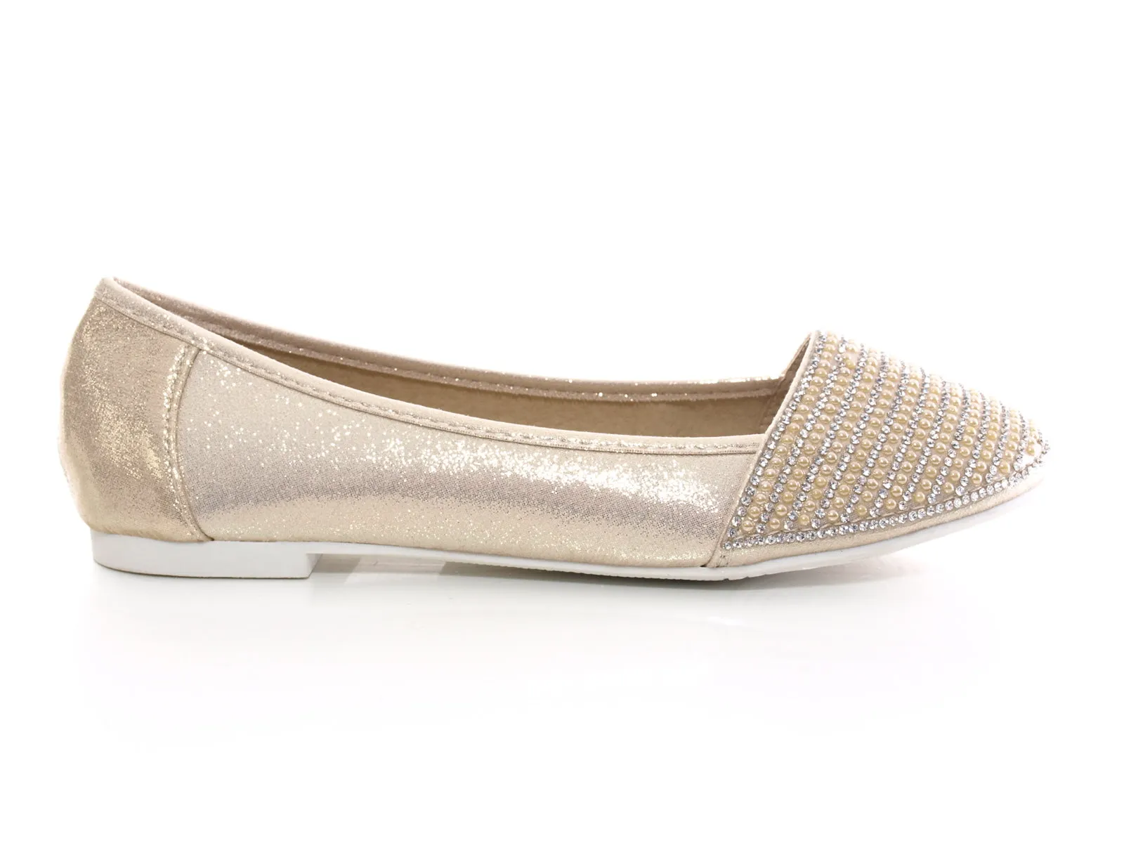 Damen Slipper Keilabsatz Ballerina Loafer Mokassins  Slip On Flats Freizeit Gold # 1