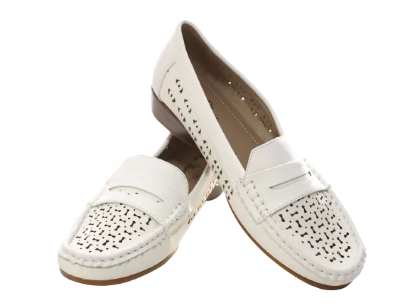 Damen Slipper Keilabsatz Ballerina Loafer Mokassins Slip On Flats Freizeit White # 555-37