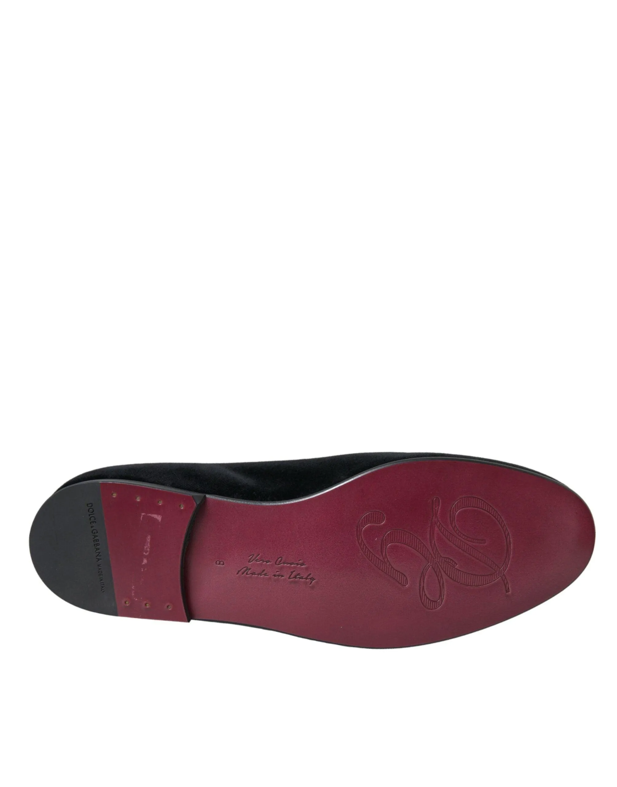 Dolce & Gabbana Black Velvet Graphic Print Loafers