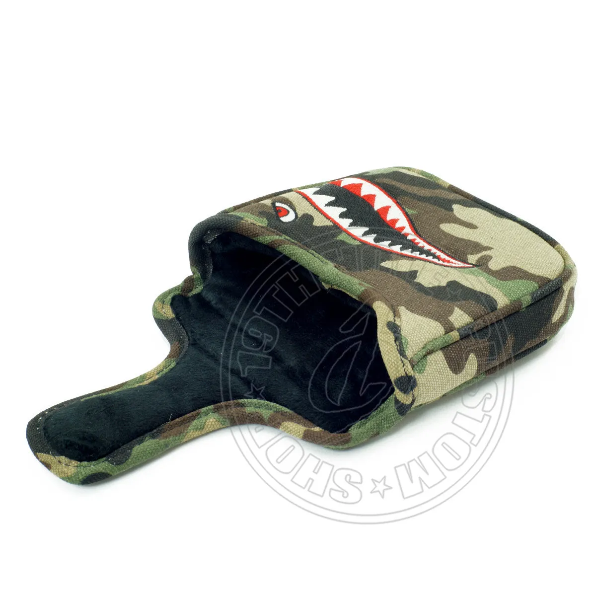 Fighter Plane High MOI Mallet Putter Headcover, Heel Shafted, Camouflage Canvas